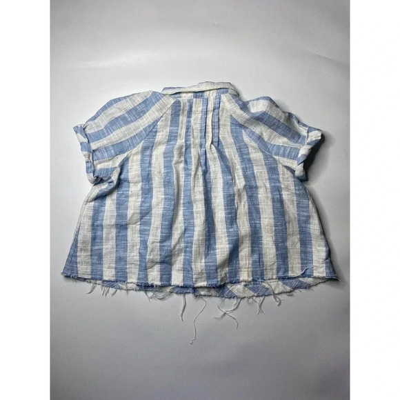 Free People Womens Away At Sea Blue Striped Button-Down Top Shirt Size Large - Picture 11 of 11